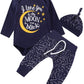 Baby Boys 3Pcs Space Outfit Newborn Love You To The Moon And Back Starry Sky Long Sleeve Pant Set (Blue04 0-3 Months)