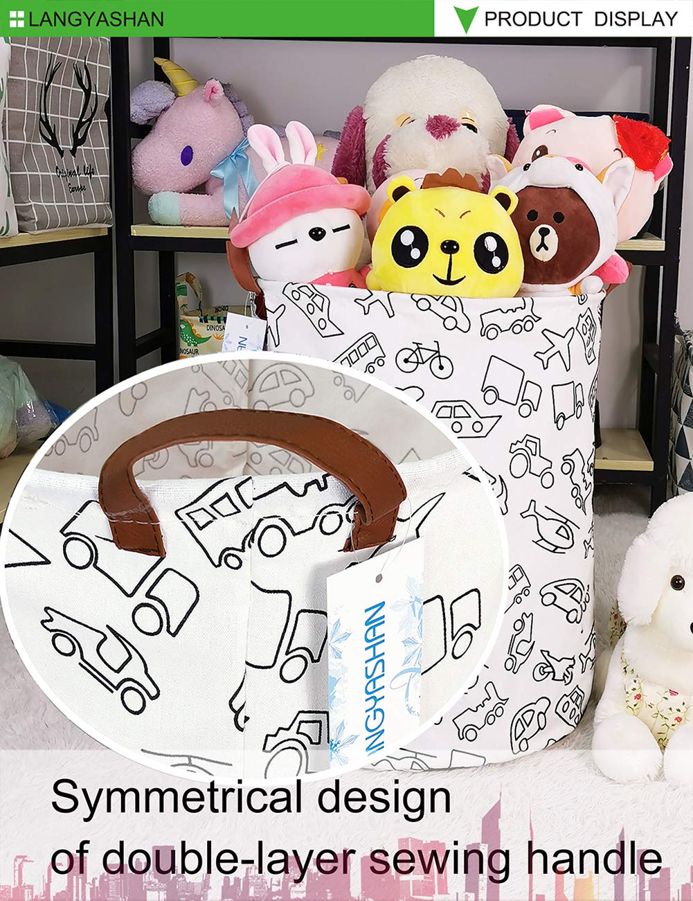 LANgYASHAN Laundry Basket canvas Fabric collapsible Organizer Basket for Storage Bin Toy Bins gift Baskets Bedroom clothes child