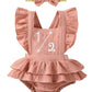 Baby Girls Half Birthday Outfit 1/2 Birthday Clothes Romper Half Way To One Birthday Bodysuit, Pink, 36 Months