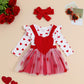Christmas Baby Girl Outfit Newborn Cute Elk Fly Sleeve Romper Overall Dress Infant Girls Fall Winter Skirt Set (Tulle Valentines
