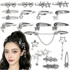 20pcs Y2K Star Hair Clips - Cute Silver Snap Clips for Women, Star Shaped Hair Accessories, Ideal for Emo, Grunge, Punk & 2000s 