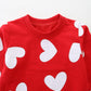 Mrocioa Valentine'S Day Outfit White Love Heart All-Over Prints Shirt Toddler Girls Sweatshirt Kids Long Sleeve Red Tops 3T