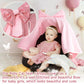 Baby Carseat Canopy Cover with Bow for Girls Boys with Bow Stroller and Cart Cover Carseat Nursing Cover Newborn Gift (Pink)