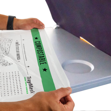 Traymask Compostable Disposable Tray Table Cover  Must Have Airplane Essentials  Perfect For Kids And Adults Travel Accessories
