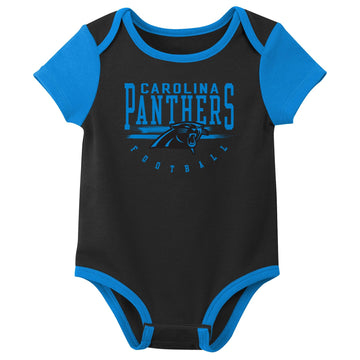 Outerstuff Nfl Newborn Baby And Infant Short Sleeve Bodysuit Variety 3-Pack - Carolina Panthers, 0-3M