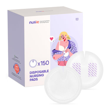 Nuliie Super Absorbent & Featherlight Disposable Nursing Pads 150 Count, Stay Dry, Soft & Breathable Breast Pads For Leaking Mil