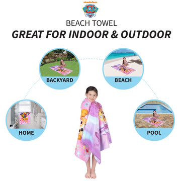 Franco Kids Super Soft Cotton Bath/Pool/Beach Towel, 58 In X 28 In, Paw Patrol Girls
