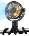Coohea Stroller Fan Rechargeable Battery Powered Portable Fans, Head Detachable 360 Rotatable Clip on Fan, 3 Speed Quiet Small M