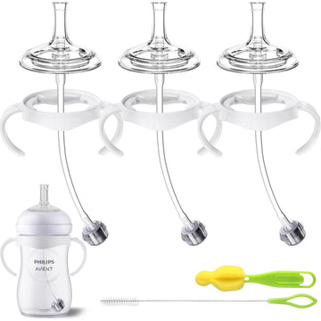 Plastic-Free Straw Cup Conversion Kit for Philips Avent Natural Baby Bottle, Sippy Cup Transition Kit with All Silicone Straw To