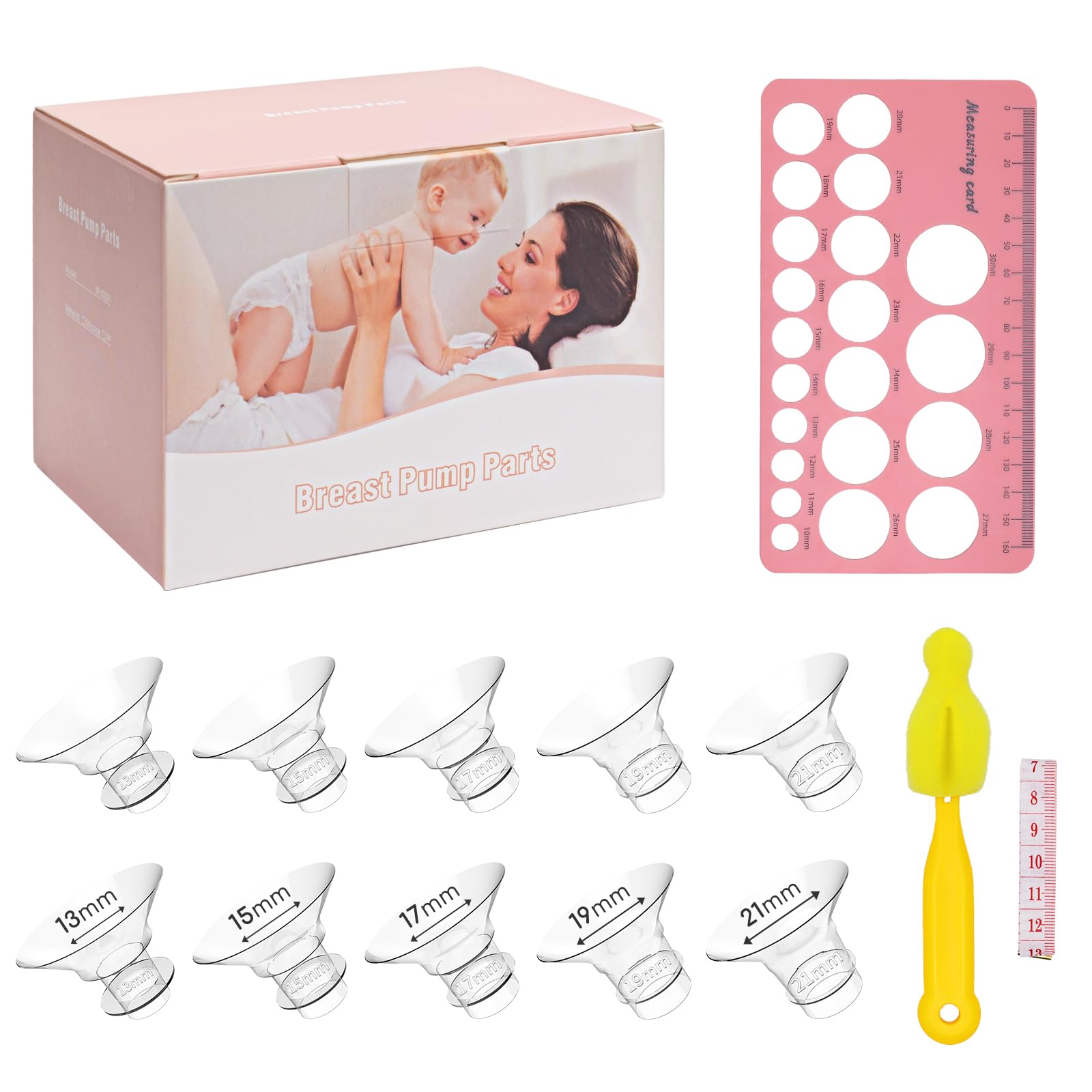 Flange Sizing Kit Upgrade, 10Pcs 13/15/17/19/21Mm Flange Inserts, Compatible With Most 24Mm Wearable Breast Pumps From Medela/Sp