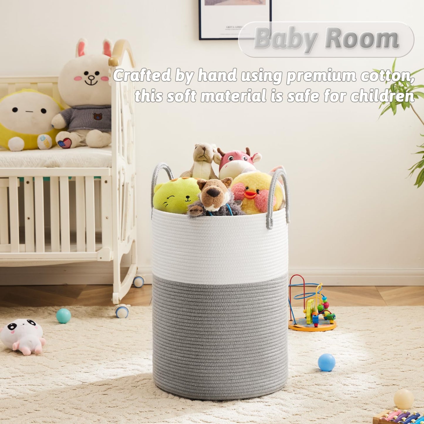 Artfeel Laundry Basket,Woven Cotton Rope Laundry Hamper,60L For Decorative Storage Of Dirty Clothes,Toys And Blankets In Bathroo