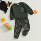Toddler Baby Girl Boy Halloween Clothes Pumpkin Shirt Ghost Sweatshirt Pants Fall Outfit Baby Halloween Costumes (Dark Green Gho