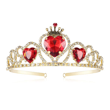 Queen Of Heart Crown Evie Descendants 3 Crown Halloween Costume Headdress Queen Of Hearts Gold Tiara For Kids Girls Women