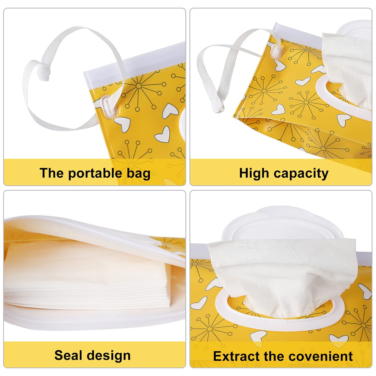Febsnow 6 Pack Baby Wipes Dispenser, Portable Refillable Wipe Holder, Baby Wipes Container, Reusable Wipes Case, Baby Travel Wet