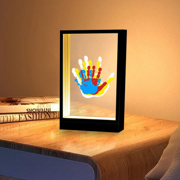 Cherry Cheers Family Handprint Kit With Light, Handprint Keepsake Frame, Wooden Led Light, Easy Install, No Need Screw Etc, Non-