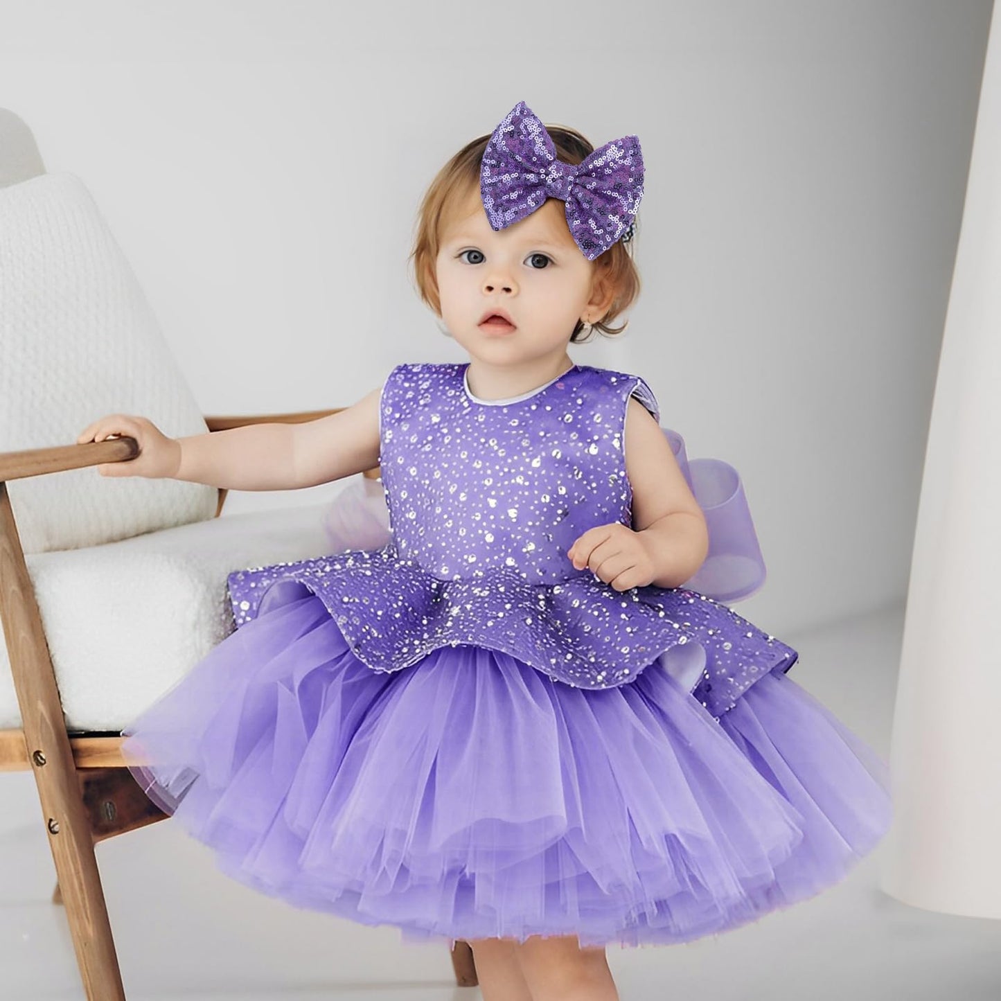 Lanmerry Hair Clip With 5 Inches Sequins Large Bow Alligator Hair Accessory For Girls, Women, Teens, Babies Gift, Deep Purple