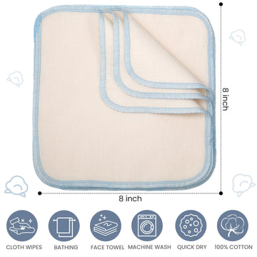 Mixweer 96 Pcs Flannel Cloth Baby Wipes Reusable Baby Diapers Wipes Washable Natural Unbleached Face Wipes Soft And Sturdy Cloth