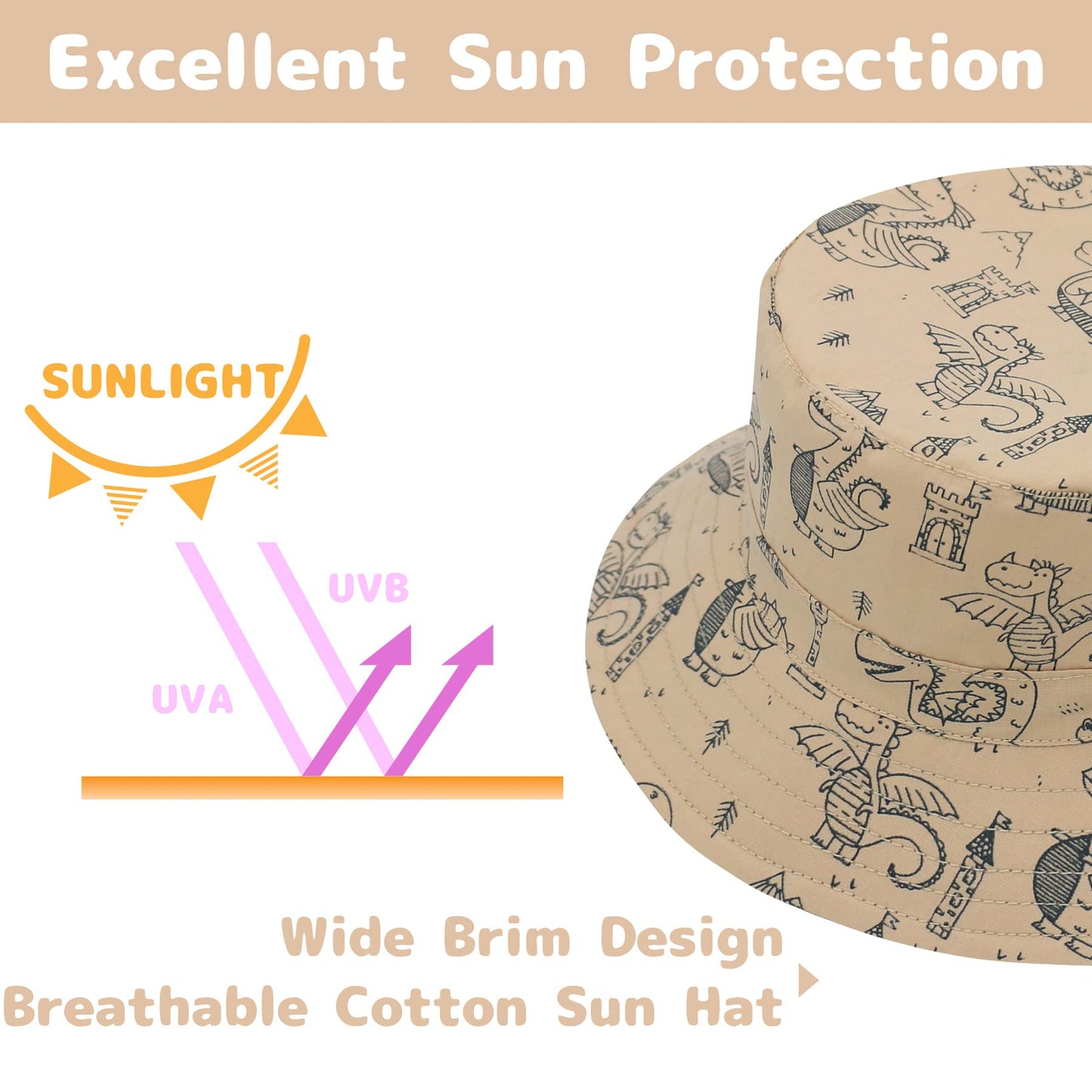 Girls & Boys Toddler Sun Hats - Beach & Everyday - Ages 2-4