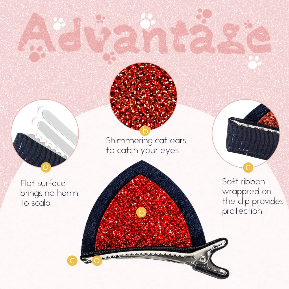 Dreamlover Hair Clips For Girls, Cat Ear Hair Barrettes For Kids, Cute Hair Accessories For Toddler Girls, 16 Pieces