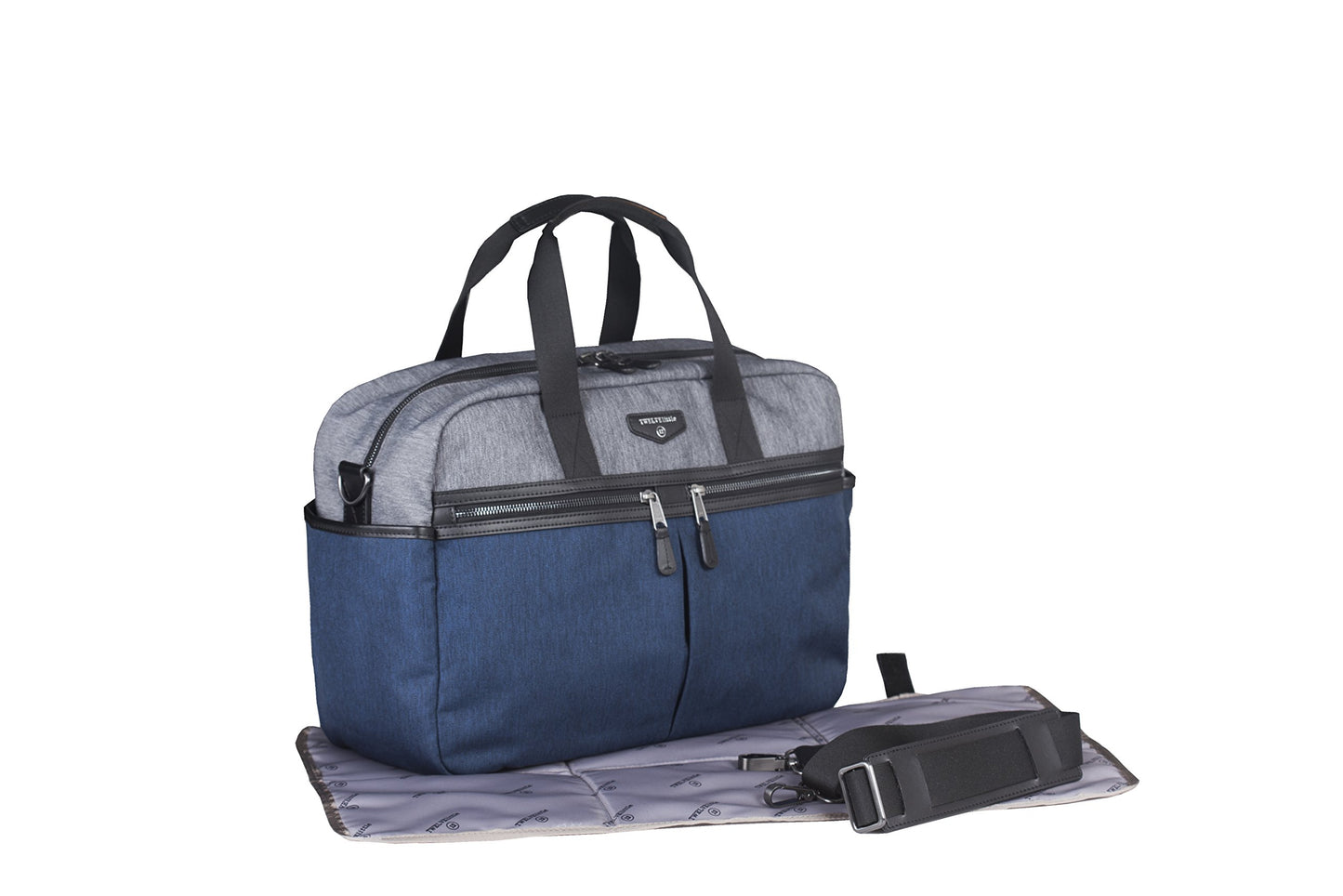 Twelvelittle Unisex Two-Tone Satchel Diaper Bag - Grey/Navy
