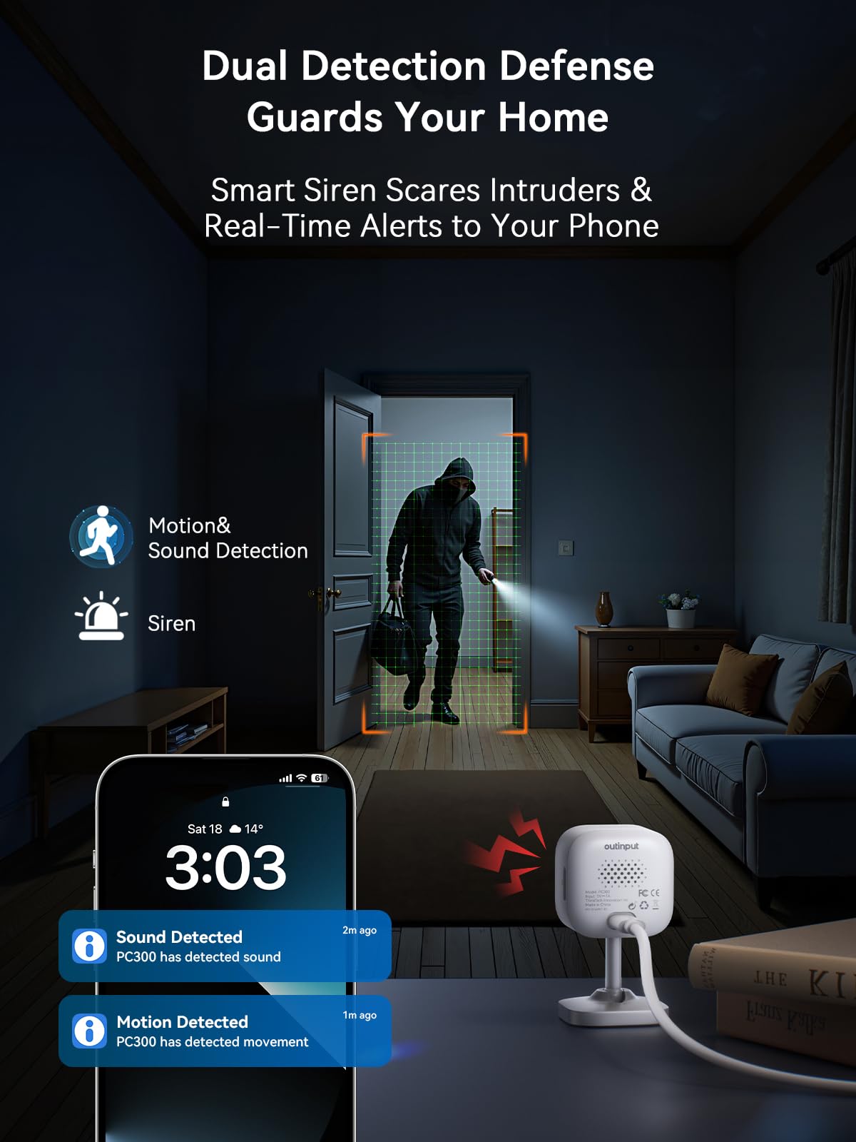 Outinput Indoor Security Camera 2K WiFi Camera?Home Security, Baby Monitor, Pet Camera?App Control, Instant Alert, Motion Detect