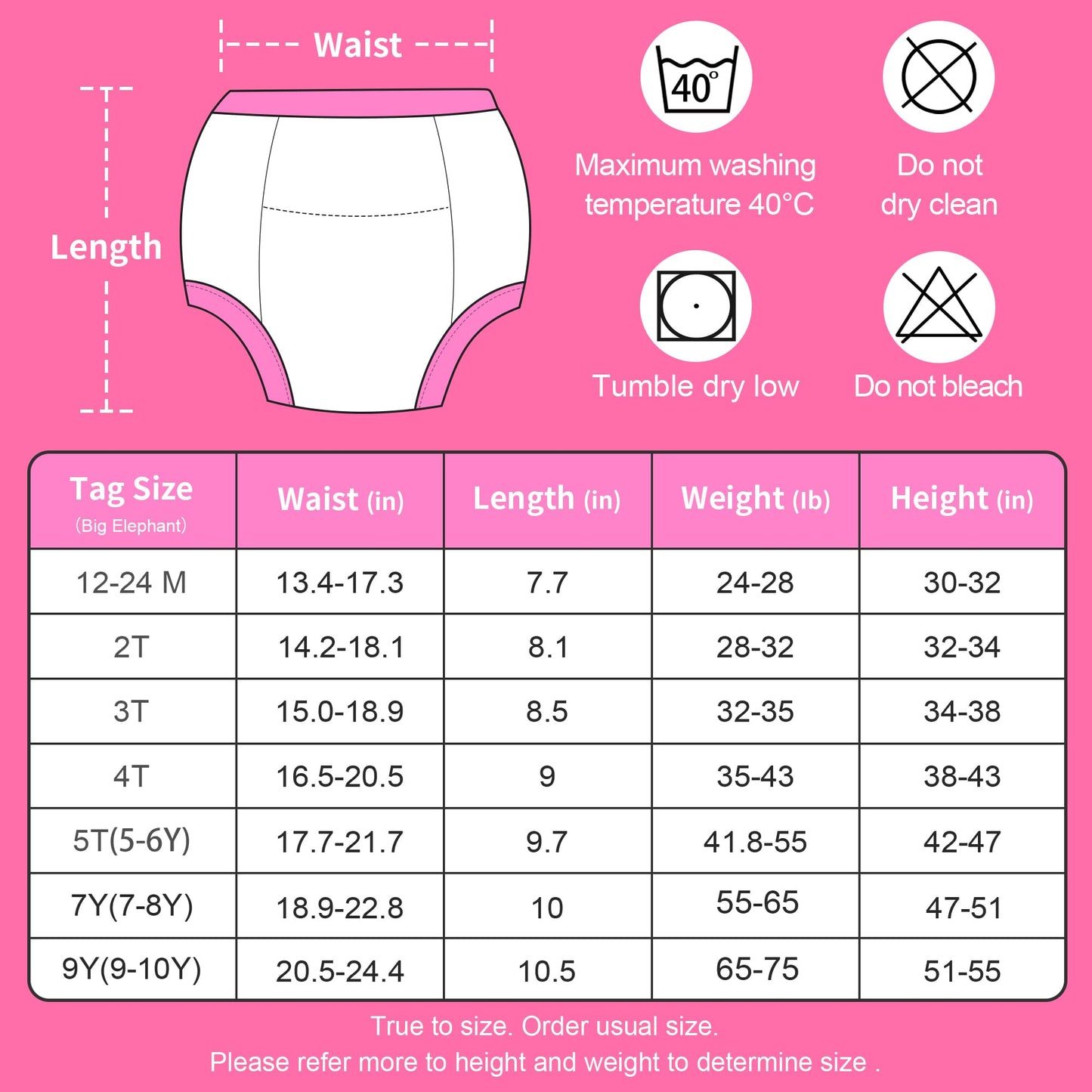 Big Elephant 10 Packs Baby Girls' And Boys' Potty Training Pants, 100% Cotton Absorbent Training Underwear For Toddler, 12-24 Mo