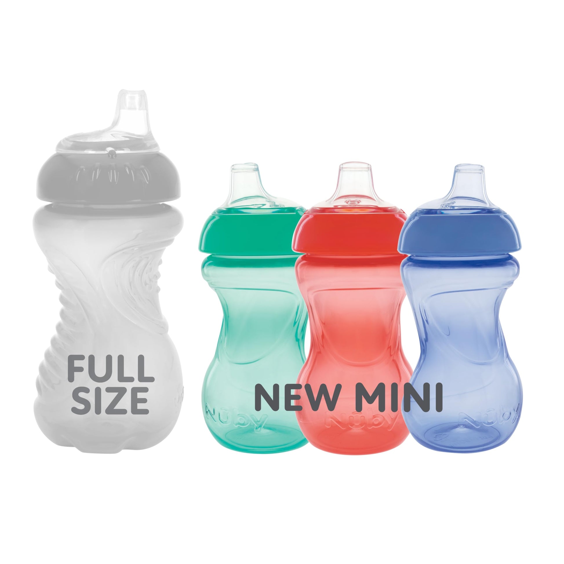 Nuby Mini Gripper No-Spill Baby Sippy Cups with Soft Spout - (3 Pack) 6 oz - 6+ Months - Red/Blue/Green