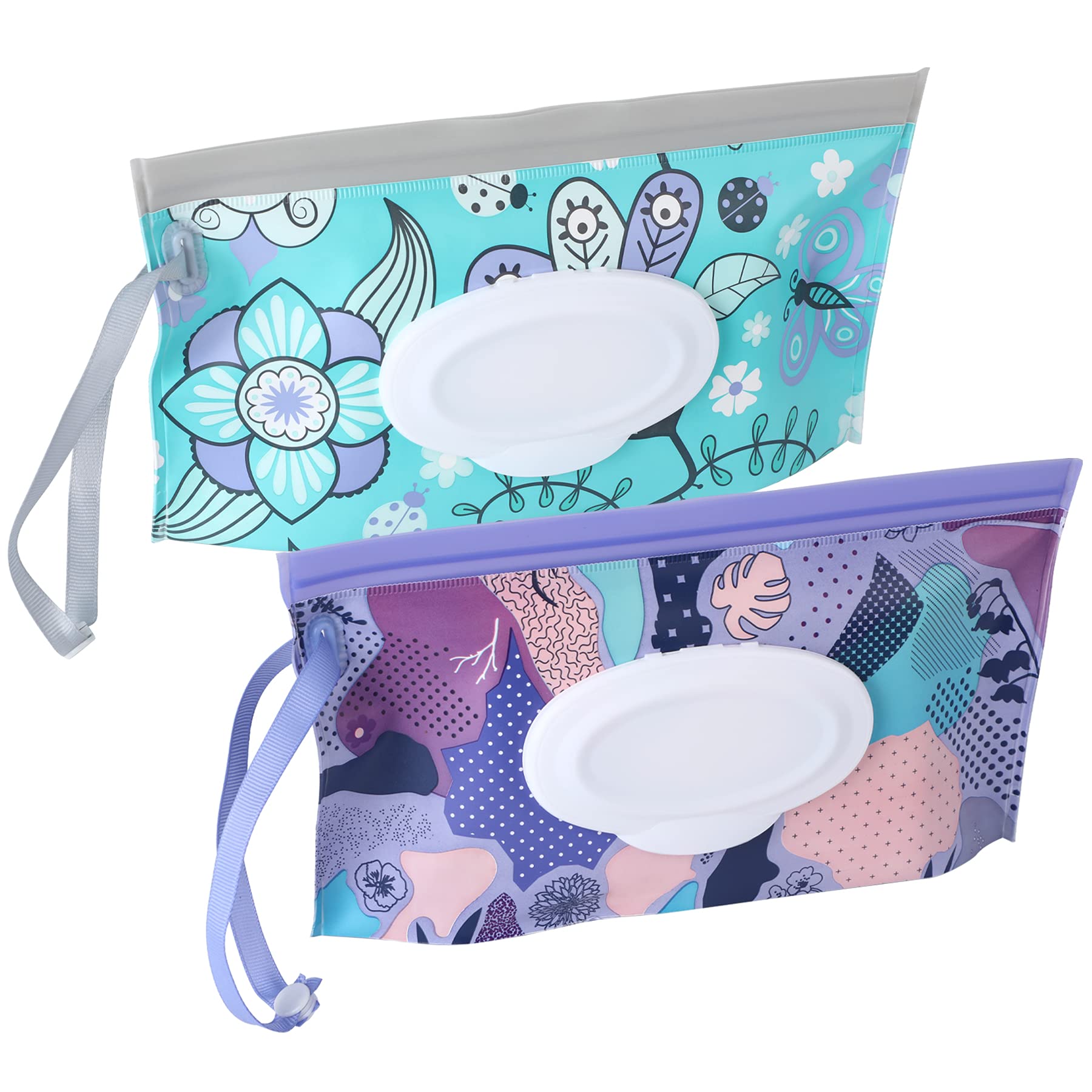 Febsnow 2 Pack Baby Wipe Dispenser, Reusable Portable Wipe Holder, Baby Wipes Container, Travel Baby Wipes, Refillable Wet Wipe