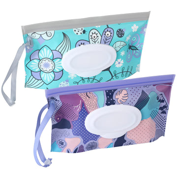 Febsnow 2 Pack Baby Wipe Dispenser, Reusable Portable Wipe Holder, Baby Wipes Container, Travel Baby Wipes, Refillable Wet Wipe