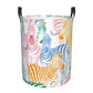 Pevtufa Zebra Colourful Foldable Laundry Basket Organizer,Fabric Clothes Toy Storage Basket Nursery Hamper Storage Bin For House