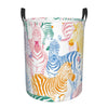 Pevtufa Zebra Colourful Foldable Laundry Basket Organizer,Fabric Clothes Toy Storage Basket Nursery Hamper Storage Bin For House