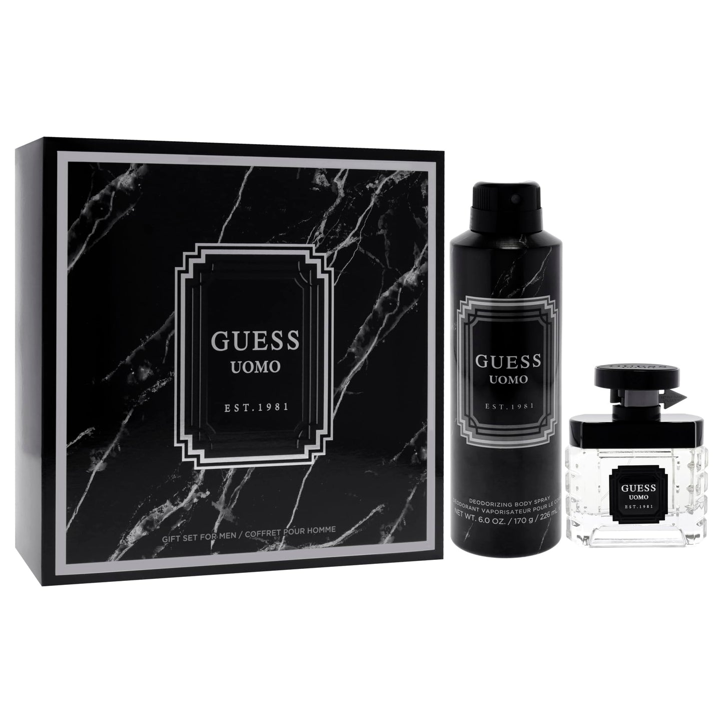 Guess Uomo by Guess for Men - 2 Pc Gift Set 1.7oz EDT Spray, 6oz Deodorizing Body Spray