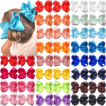 C  Llot Big Bows For Girls 40 Pcs Grosgrain Ribbon Boutique 6 Inch Hair Bow Alligator Clips For Girls Teens Toddlers Kids In Pai