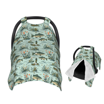 Muishi Fisher and Bass Fishes Baby Car Seat Canopy Nursing Cover for Newborn Car Seat Breastfeeding Covers Blanket Newborn Showe