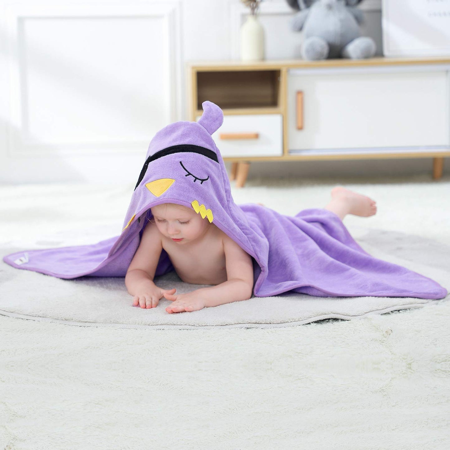 Michley Animal Hooded Baby Bath Towel Toddler Premium Cotton Absorbent Washcloth For Girls Boys 0-6T, Bird