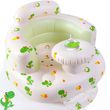 Upgraded Inflatable Baby Seat with Tray, Thicker Sit Me Up Floor Seat for Baby Chair Sit Me Up, Portable Blow Up Baby Chair Lear