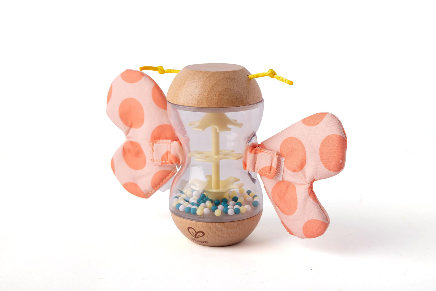 Hape Wooden Rainstick Rattle - Rosalie Wooden Rain Stick Colorful Butterfly Shape with Removable Wings - Wooden Early Learning T