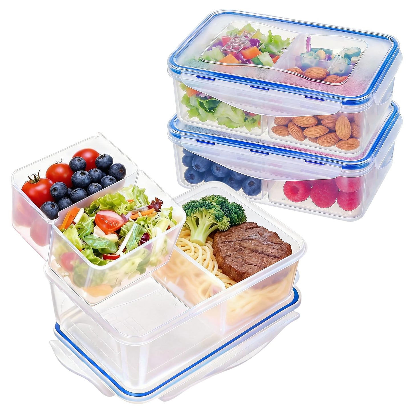 Kigi Small Food Storage Containers, Rectangle, 4-Sided Locking Airtight Lids, Bpa-Free Plastic, Leak-Proof, Ideal For Lunch, Mea