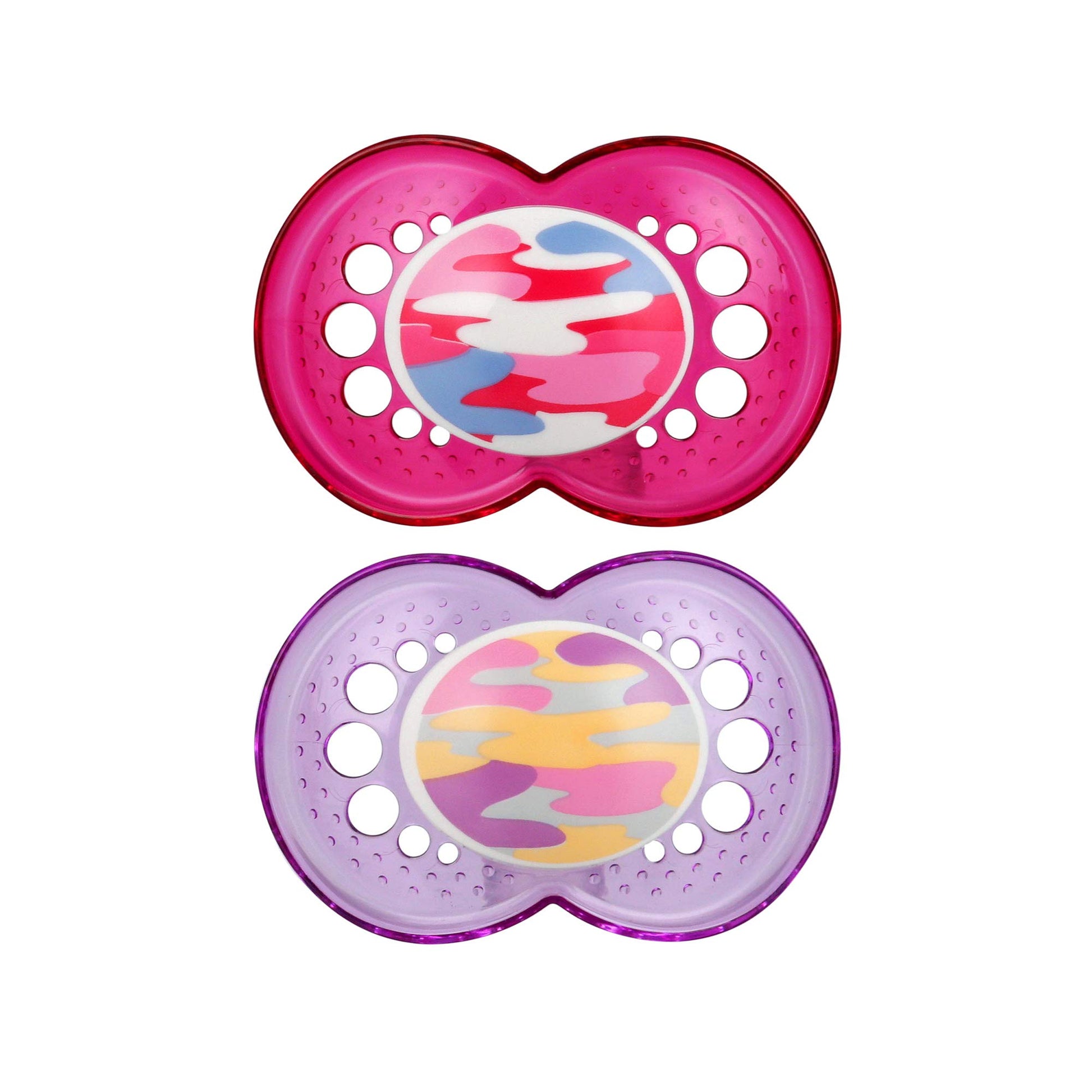 MAM Original Baby Pacifier, Nipple Shape Helps Promote Healthy Oral Development, Sterilizer Case, 2 Pack, 16+ Months, Camo/Girl