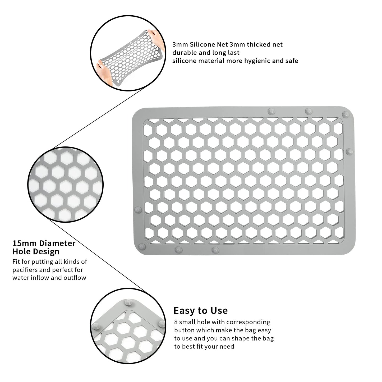 Revex Silicone Dishwasher Bag,11.8' X 7.9' Dishwasher Basket For Baby Items,Baby Bottle Dishwasher Baskets With Adjustable Siz