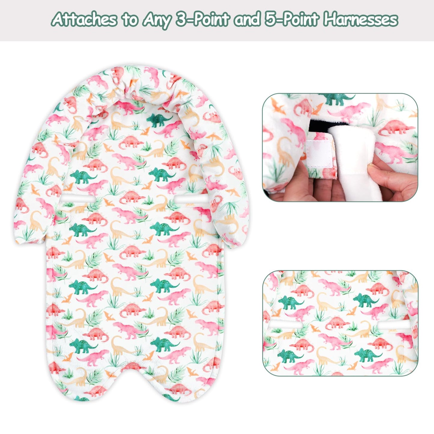 Swesen Baby Car Seat Head Support, Super Soft 2 In 1 Infant Car Seat Insert, Reversible Newborn Car Seat Insert Cushion With Str