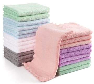 Orighty Baby Washcloths 24-Pack, Microfiber Coral Fleece Baby Face Towels, Soft And Absorbent Wash Cloths For Newborns, Infants