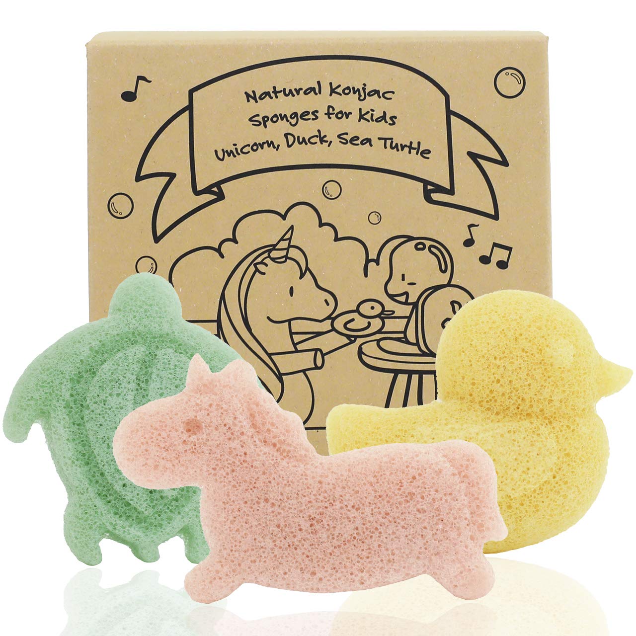 myHomeBody Konjac Baby Sponge for Bathing, Cute Shapes Natural Kids Bath Sponges for Infants, Toddler Bath Time, Natural and Saf
