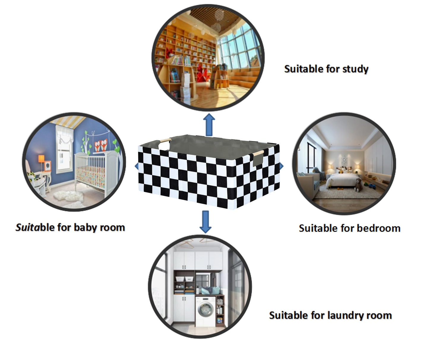 Checkered Storage Basket Room Decor Gifts Basket Foldable Nursey Box Kids Hamper Storage Cube for Women Closet Organizer Boys Ca