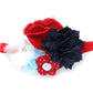 My Lello Headband Shabby Fabric Flower Cluster Baby - Infant - Toddler - Girl Stretchy Elastic Red White Blue