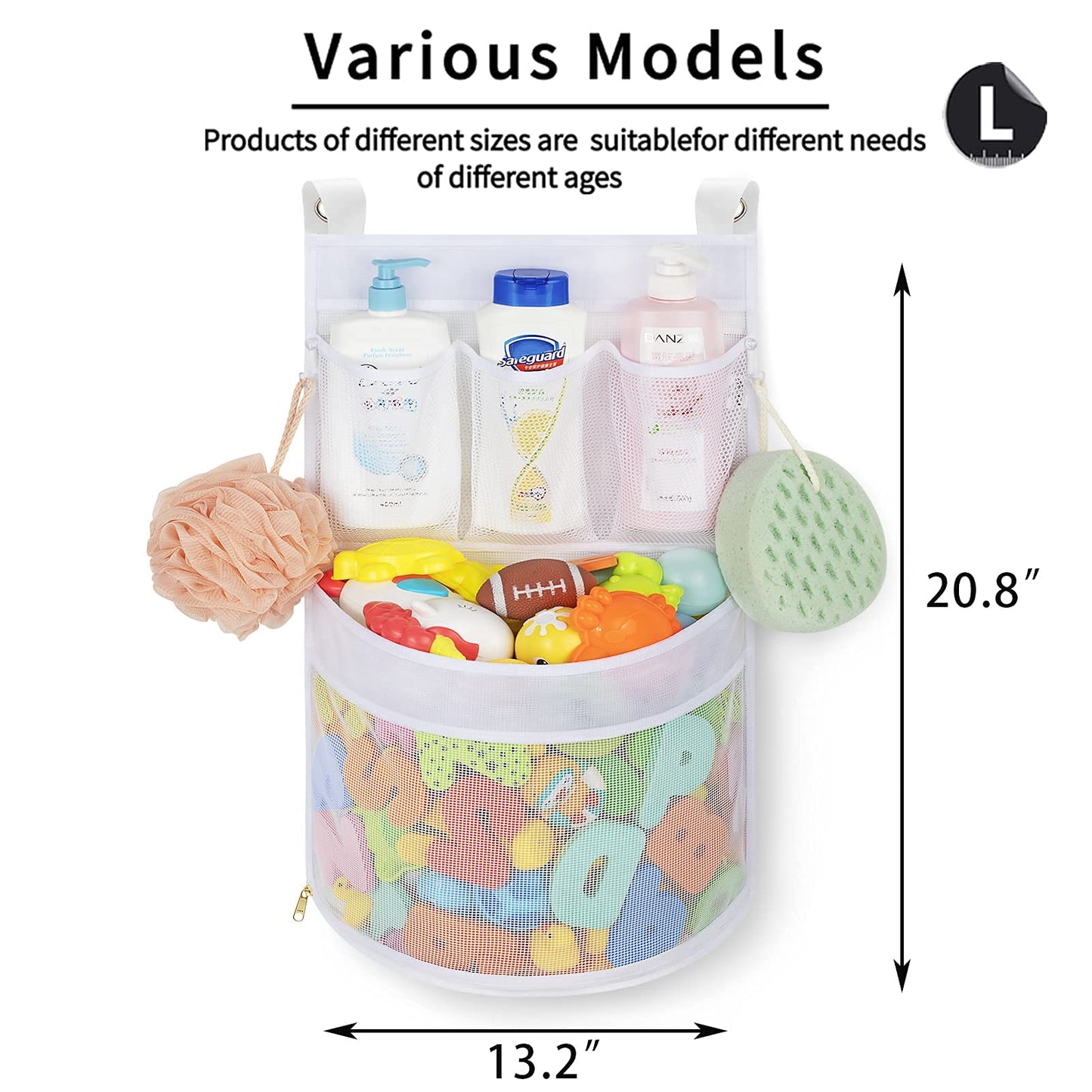 Baby Bath Toy Organizer, quick drying, and mould proof, Multiple-Suspension Bath Toy Holder, Large Capacity Multi Use Bathtub To