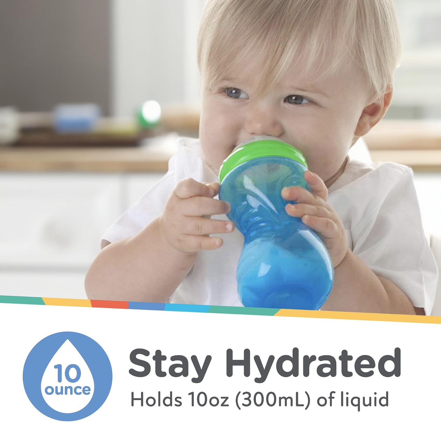 Nuby Clik-It Soft Spout No-Spill Easy Grip Sippy Cup For Boys - 3 Count (Pack Of 1) 10 Oz - 6+ Months