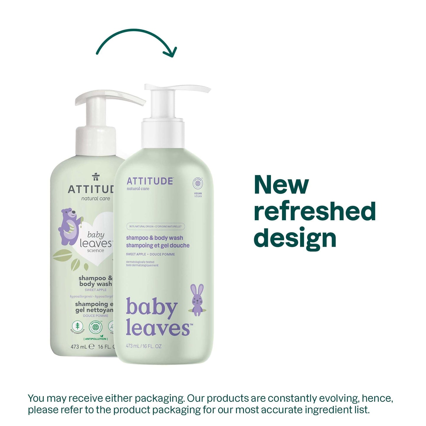 Attitude 2-In-1 Shampoo And Body Wash For Baby, Ewg Verified, Dermatologically Tested, Made With Naturally Derived Ingredients,