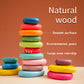 OESSUF 16pcs Extra-Large Wooden Stacking Rocks - Safe Montessori Toys for 1-3 Year Old, Waldorf Wooden Blocks for Toddlers 1-3,