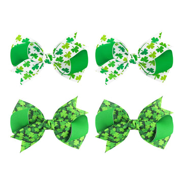 YanJie St. Patrick's Day Hair Bows Clips Barrettes Irish Green Hair Bow Shamrock Clover Hair Alligator Clips Ribbon Hair Bows Ha